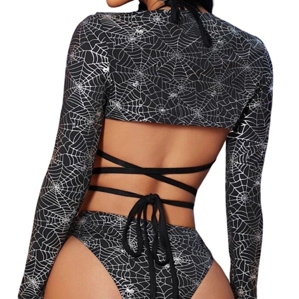 ❗️SOLD❗️ Spider Web Black and Silver 3 Piece Set | NWOT - Picture 2 of 2